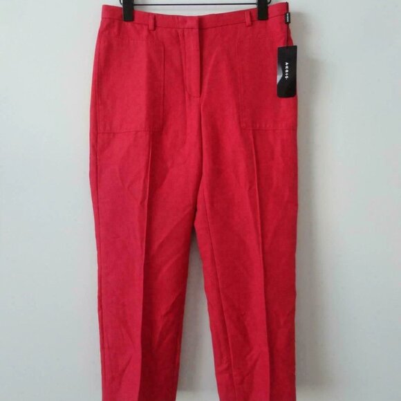 NWT AKRIS Love Red Cotton Silk Blend Crop Colette Trouser Pants 4 - Picture 1 of 5